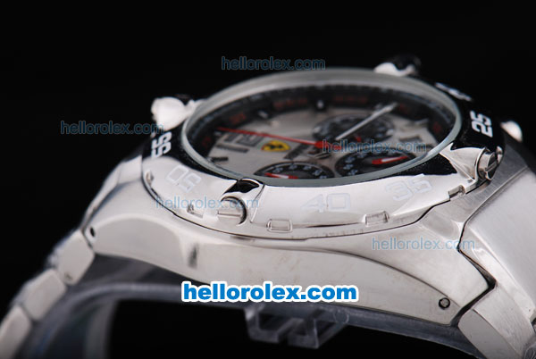 Ferrari Working Chronograph Quartz Movement with White Dial and SSband - Click Image to Close
